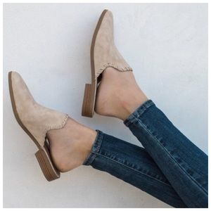 Stone distressed braided slip on mules